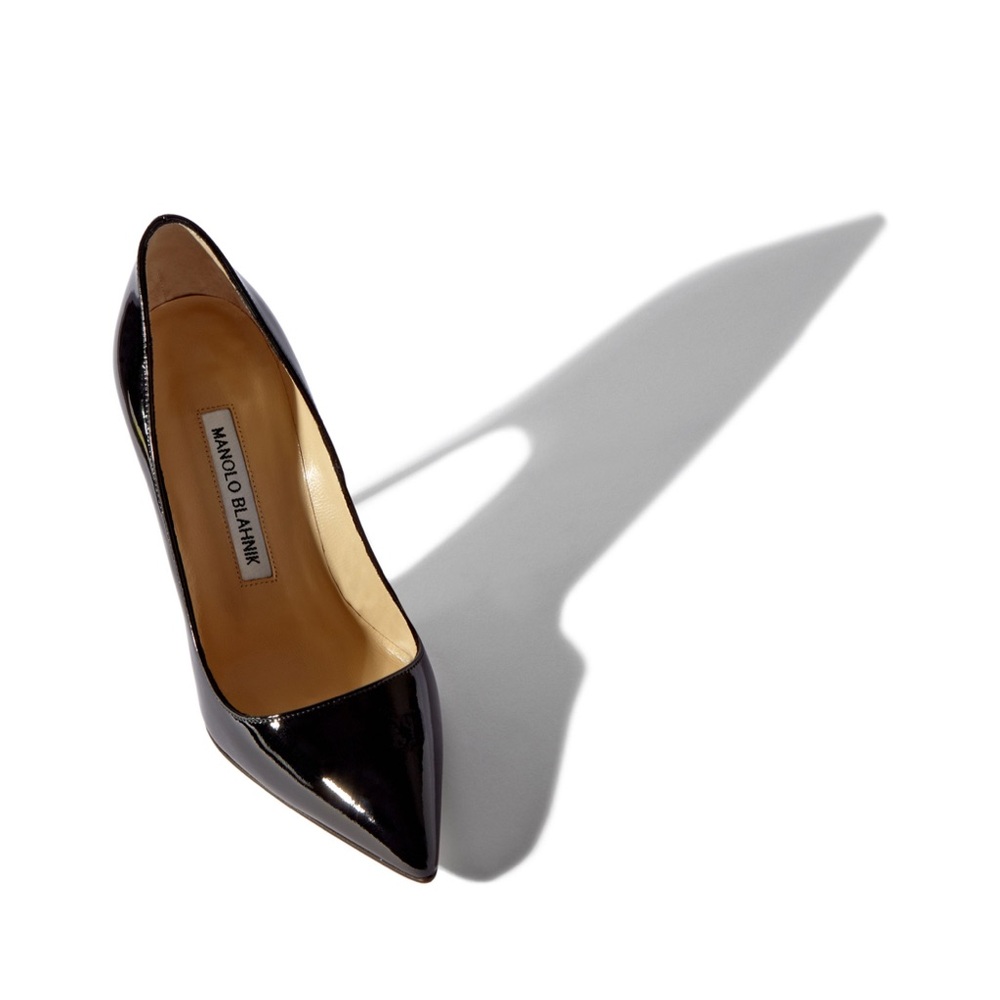 Manolo Blahnik Patent Leather Black Low Heels